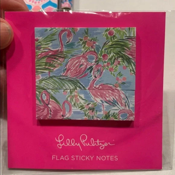 Lilly Pulitzer Pink Flamingo journal, sticky notes, and writing pen - Picture 2 of 3